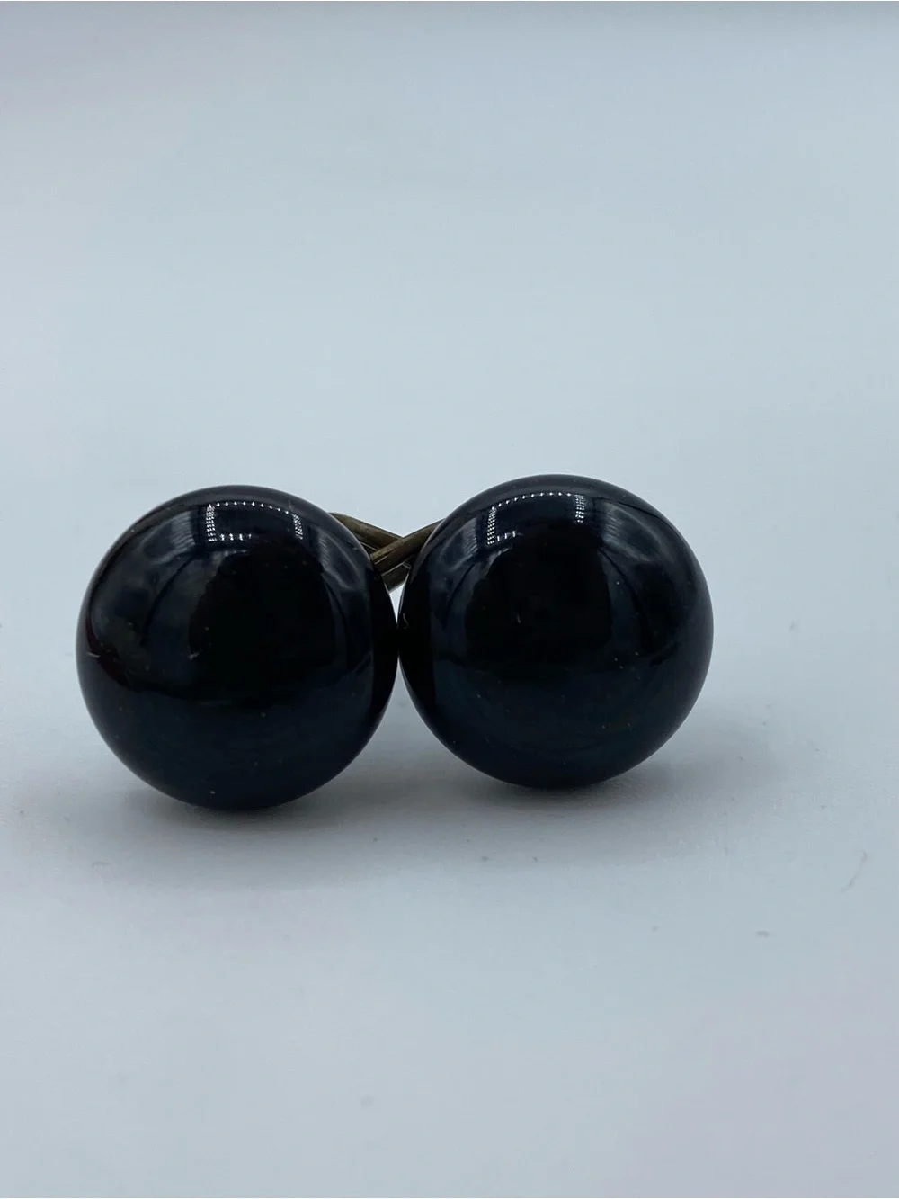 Vintage Screw-back Button Earrings with Black Cabochon